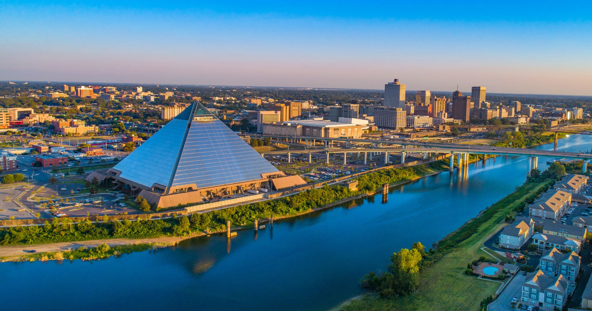 A scenic view of Memphis showcasing its Southern charm, vibrant community, and iconic landmarks like the Mississippi River and Beale Street.